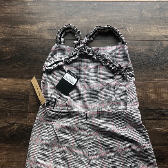 Reformation Oakland Plaid Jumpsuit Gray sz 10 - Picture 8 of 11